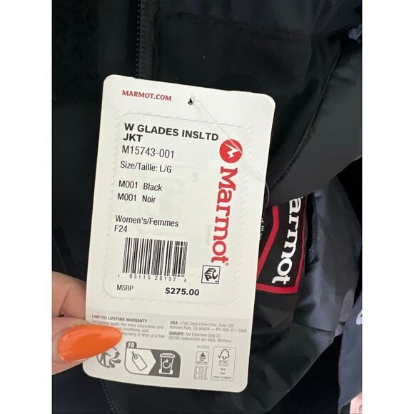 Marmot NWT Glades Insulated Jacket Black Large - Picture 10 of 10